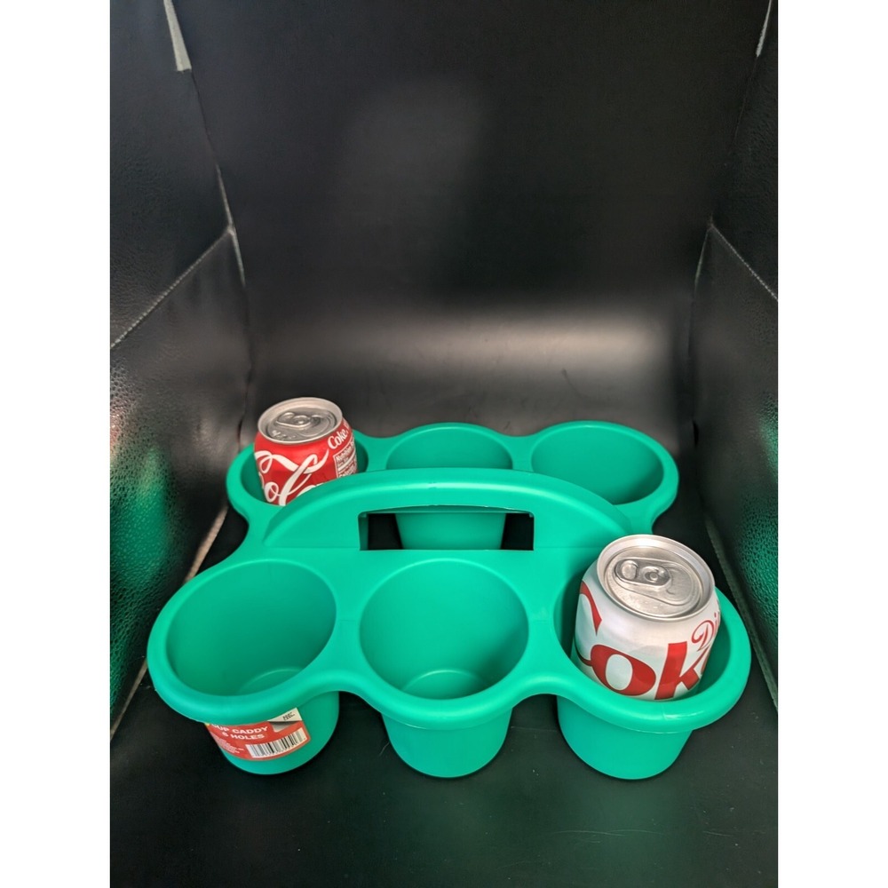 Cup / Beer / Drink Caddy w/Handle Picnics, Beach, Office, Home &UBER Eats GREEN